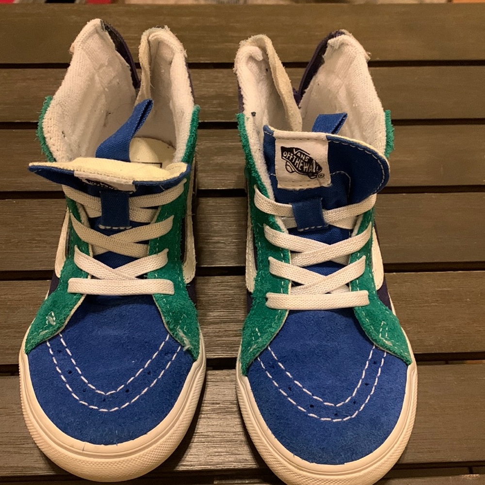 VANS Off The Wall girls multi color suede sneakers with white stripe in Sz 10 P…